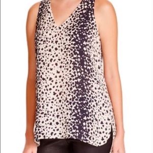 Vince Silk V-Neck Cheetah Print Tank Top